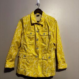 Cabi Women's Yellow Floral Print Daisy Lightweight Jacket Size Medium